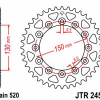 1075002009-1-800Wx800H JT SPROCKETS Staal standaard achtertandwiel 245/2 - 520