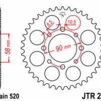 JT SPROCKETS Staal standaard achtertandwiel 273 - 520