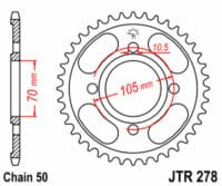 JT SPROCKETS Staal standaard achtertandwiel 278 - 530