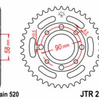 JT SPROCKETS Staal standaard achtertandwiel 279 - 520