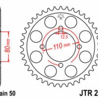 JT SPROCKETS Staal standaard achtertandwiel 284 - 530