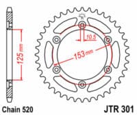 JT SPROCKETS Staal standaard achtertandwiel 301 - 520