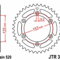JT SPROCKETS Staal standaard achtertandwiel 301 - 520