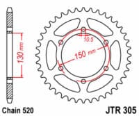 JT SPROCKETS Staal standaard achtertandwiel 305 - 520