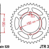 JT SPROCKETS Staal standaard achtertandwiel 305 - 520
