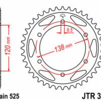 JT SPROCKETS Staal standaard achtertandwiel 312 - 525