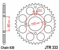 JT SPROCKETS Staal standaard achtertandwiel 333 - 630