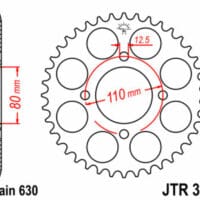 JT SPROCKETS Staal standaard achtertandwiel 333 - 630