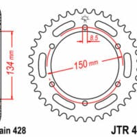 JT SPROCKETS Staal standaard achtertandwiel 463 - 428