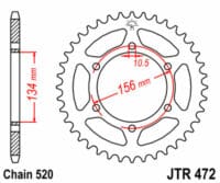 JT SPROCKETS Staal standaard achtertandwiel 472 - 520