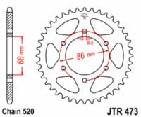 JT SPROCKETS Staal standaard achtertandwiel 473 - 520