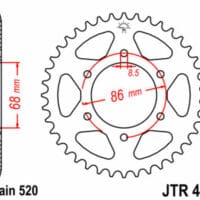 JT SPROCKETS Staal standaard achtertandwiel 473 - 520