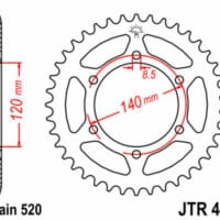 JT SPROCKETS Staal standaard achtertandwiel 475 - 520