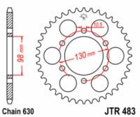 JT SPROCKETS Staal standaard achtertandwiel 483 - 630