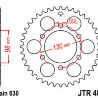 JT SPROCKETS Staal standaard achtertandwiel 483 - 630