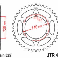 JT SPROCKETS Staal standaard achtertandwiel 498 - 525