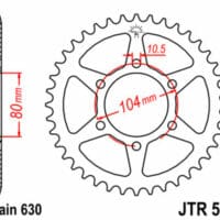 JT SPROCKETS Staal standaard achtertandwiel 501 - 630