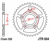 JT SPROCKETS Staal standaard achtertandwiel 604 - 520