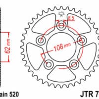 JT SPROCKETS Staal standaard achtertandwiel 701 - 520