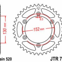 JT SPROCKETS Staal standaard achtertandwiel 706 - 520