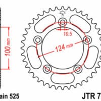 JT SPROCKETS Staal standaard achtertandwiel 744 - 525