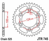JT SPROCKETS Staal standaard achtertandwiel 745 - 525