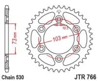 JT SPROCKETS Staal standaard achtertandwiel 766 - 530