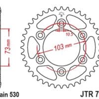 JT SPROCKETS Staal standaard achtertandwiel 766 - 530