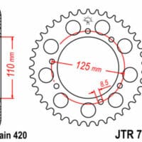 JT SPROCKETS Staal standaard achtertandwiel 799 - 420
