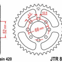 JT SPROCKETS Staal standaard achtertandwiel 801 - 420