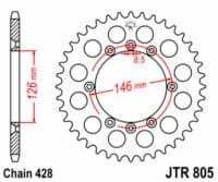 JT SPROCKETS Staal standaard achtertandwiel 805 - 428