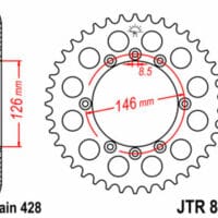 JT SPROCKETS Staal standaard achtertandwiel 805 - 428