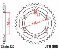JT SPROCKETS Staal standaard achtertandwiel 808 - 520