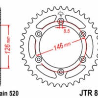 JT SPROCKETS Staal standaard achtertandwiel 808 - 520
