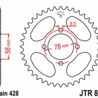 JT SPROCKETS Staal standaard achtertandwiel 810 - 428