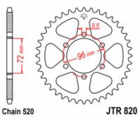 JT SPROCKETS Staal standaard achtertandwiel 820 - 520
