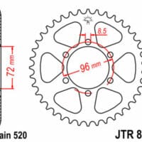 JT SPROCKETS Staal standaard achtertandwiel 820 - 520