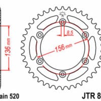 JT SPROCKETS Staal standaard achtertandwiel 822 - 520