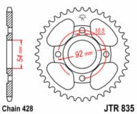 JT SPROCKETS Staal standaard achtertandwiel 835 - 428