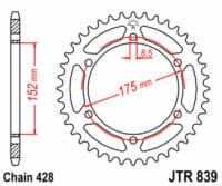 JT SPROCKETS Staal standaard achtertandwiel 839 - 428