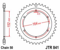 JT SPROCKETS Staal standaard achtertandwiel 841 - 530