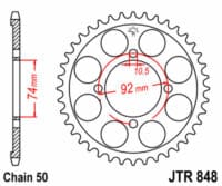 JT SPROCKETS Staal standaard achtertandwiel 848 - 530