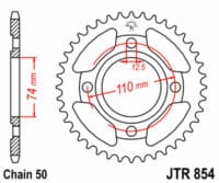 JT SPROCKETS Staal standaard achtertandwiel 854 - 530