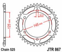 JT SPROCKETS Staal standaard achtertandwiel 867 - 525