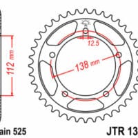 1075496006-1-800Wx800H JT SPROCKETS Staal standaard achtertandwiel 1304 - 525