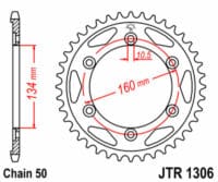 JT SPROCKETS Staal standaard achtertandwiel 1306 - 530