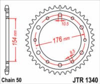 JT SPROCKETS Staal standaard achtertandwiel 1340 - 525