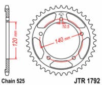 JT SPROCKETS Staal standaard achtertandwiel 1792 - 525