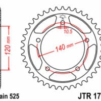 1075505006-1-800Wx800H JT SPROCKETS Staal standaard achtertandwiel 1792 - 525