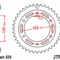 JT SPROCKETS Staal standaard achtertandwiel 3 - 525
